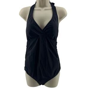 Motherhood Maternity Beach Bump Smocked Waist Maternity One Piece Womens Size S